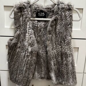 525 America Charcoal Rabbit Fur Vest